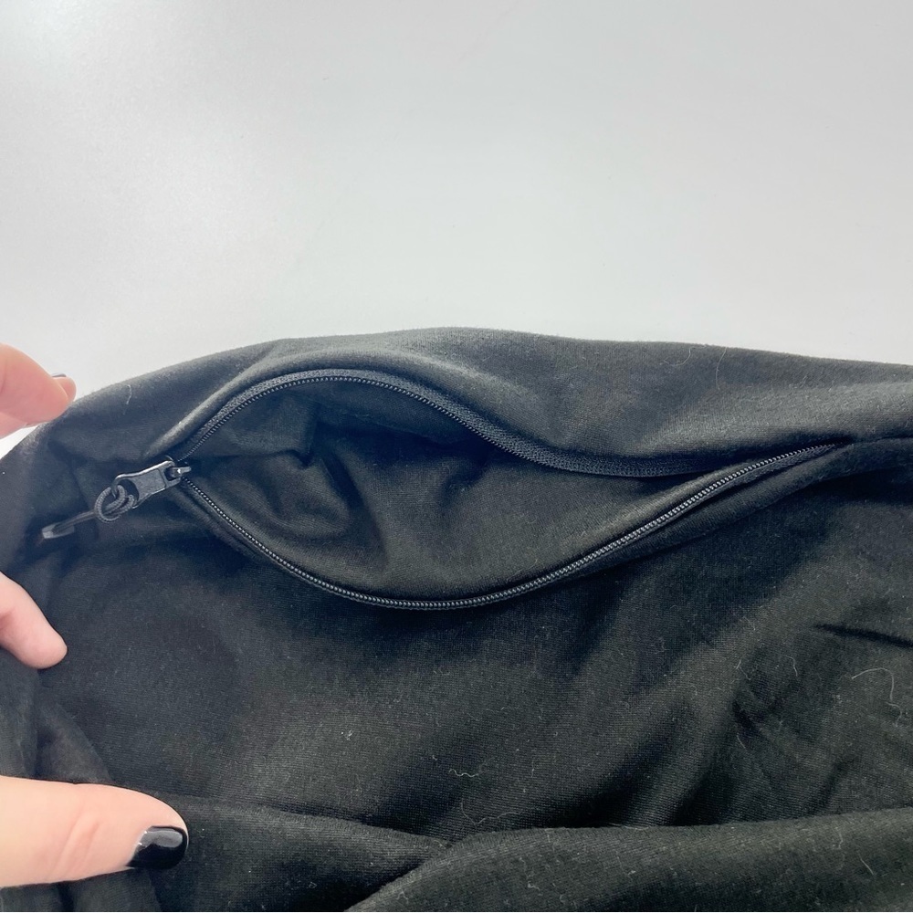 Beyond Yoga Hidden Zipper Cell Phone Pocket Infinity Scarf in Black Jersey Knit - Picture 11 of 11